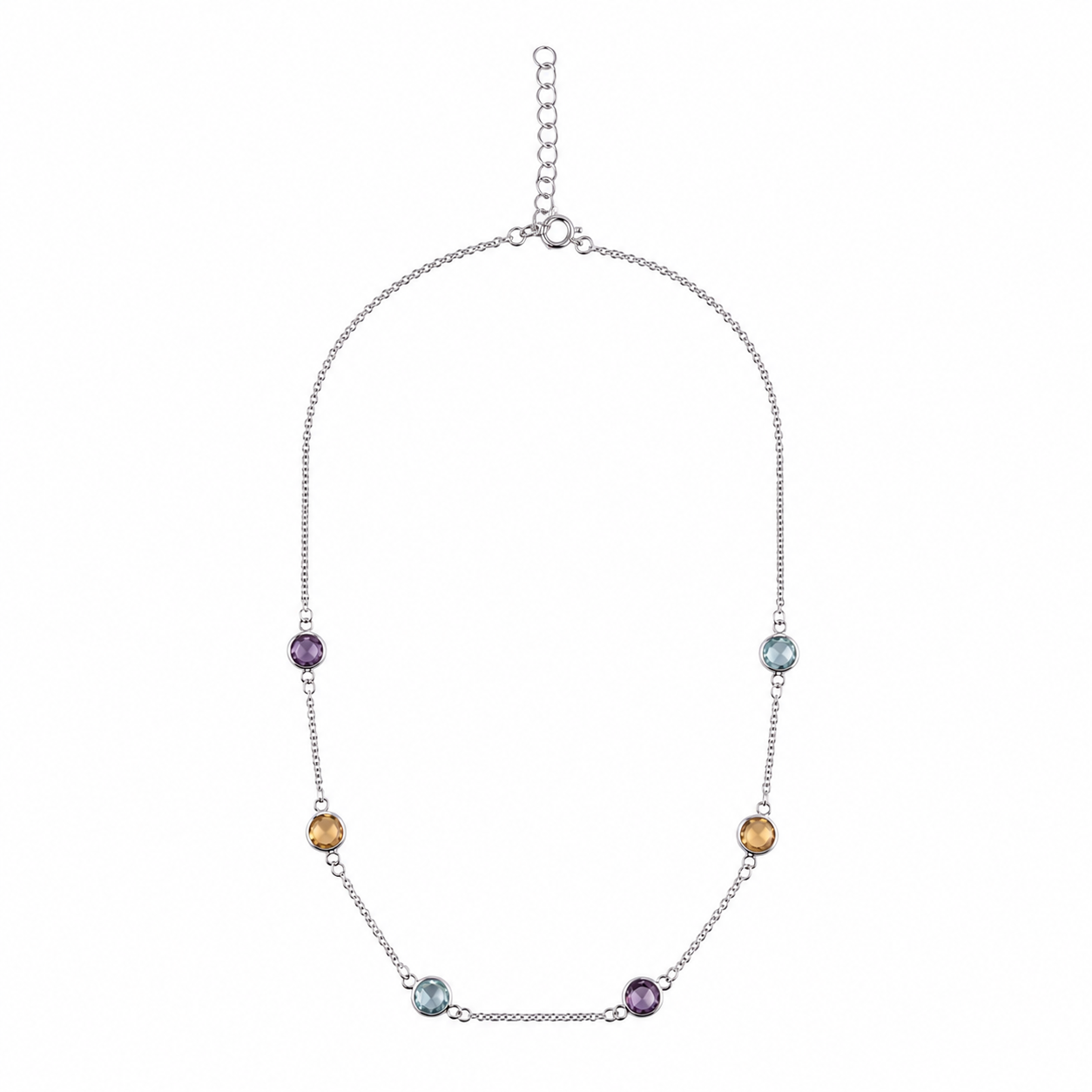 Collar de Plata 925 con baño de rodio y piedras naturales