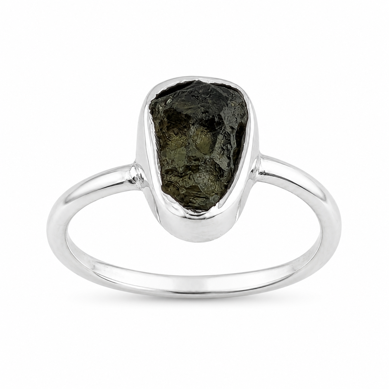Anillo con Moldavita en bruto