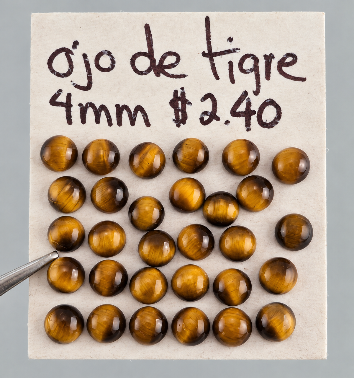 Ojo de Tigre Cabuchón Redondo 4 mm