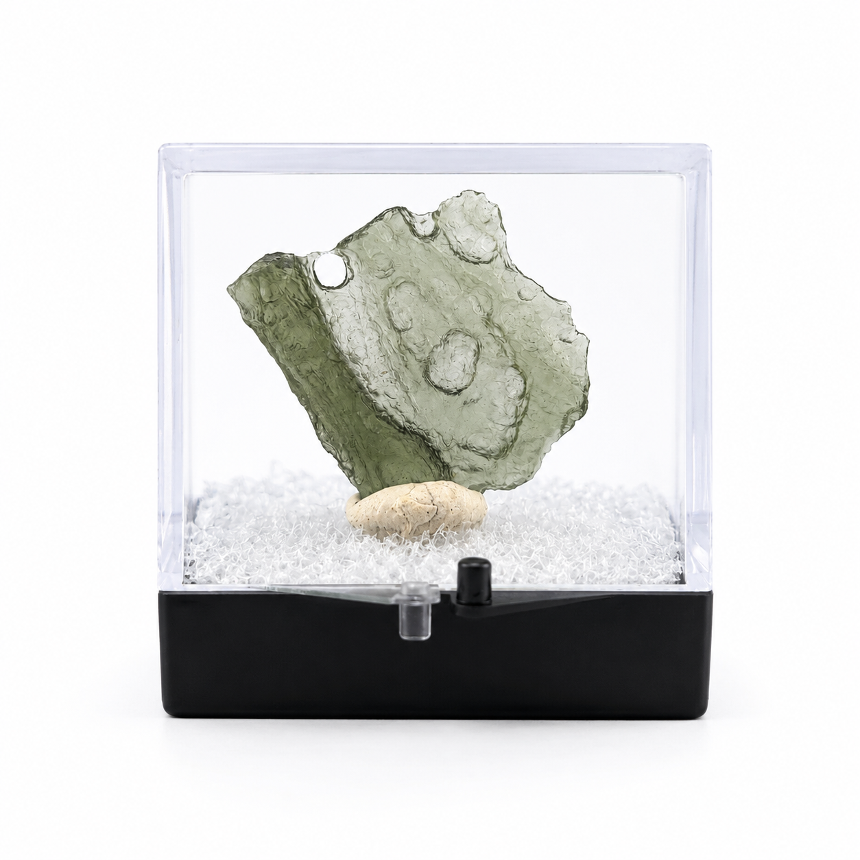Moldavita en Bruto en Caja de acrílico 3.5 cm