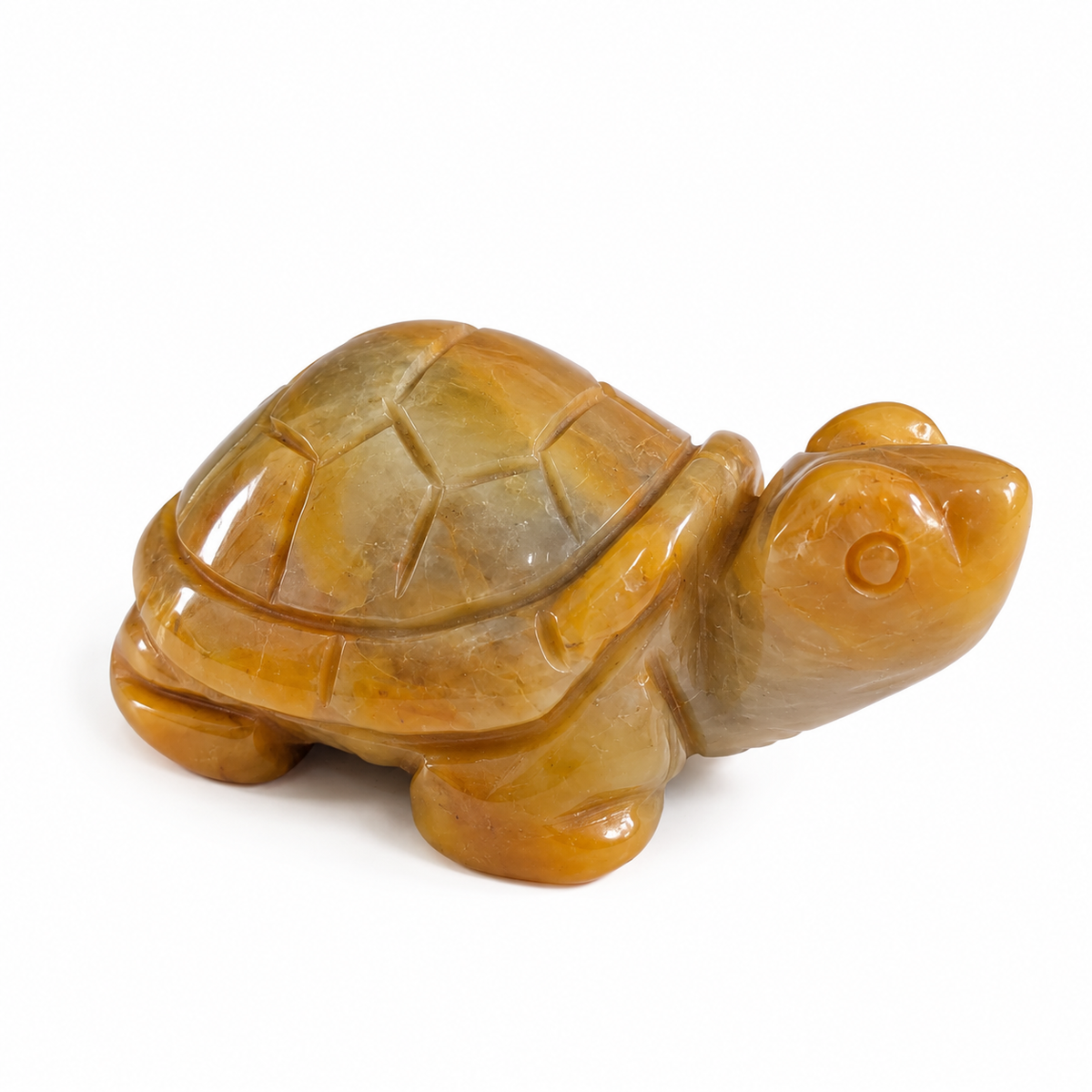 Tortuga Pulida de Cuarzo Amarillo (Golden Healer) 5 cm