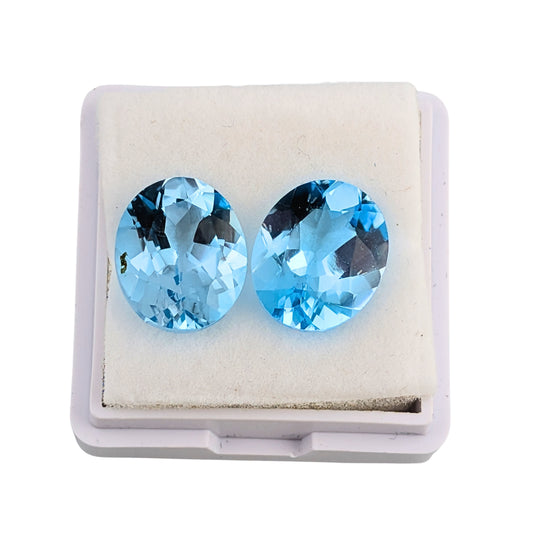 Topacio Swiss Blue Facetado Ovalado 12 x 10 mm