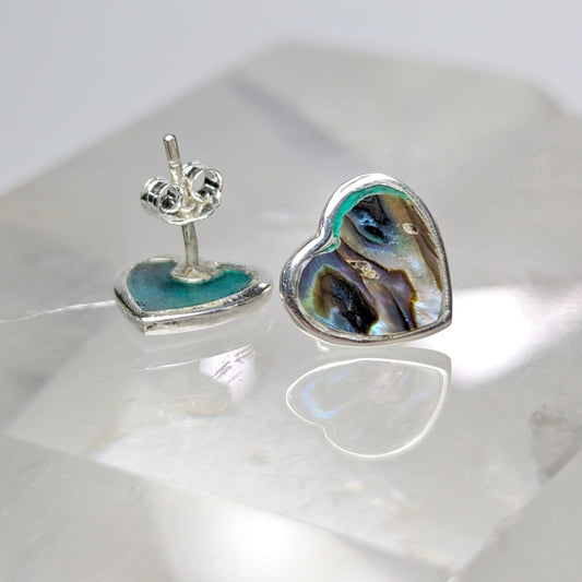Aretes Corazón Concha Paua 1 cm