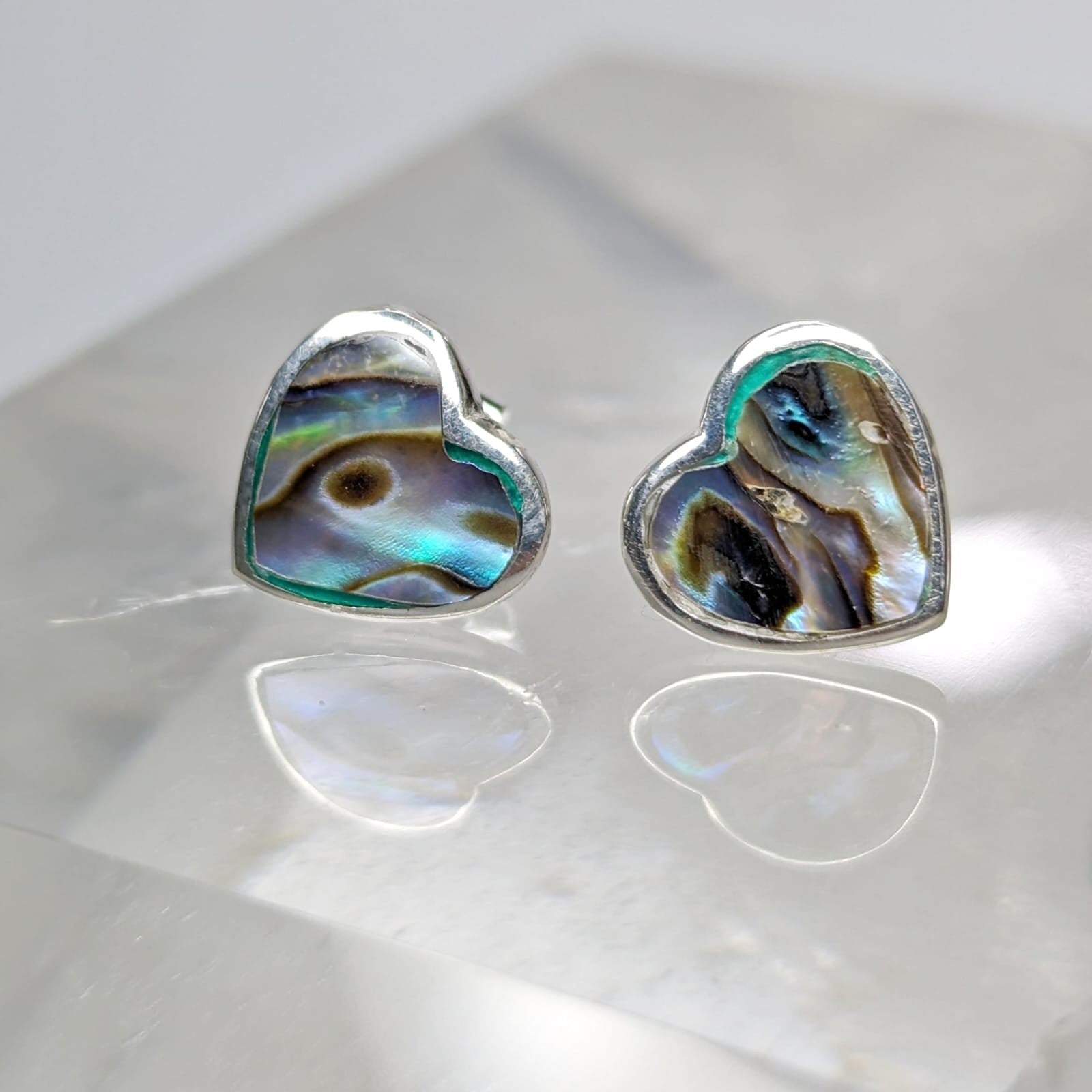 Aretes Corazón Concha Paua 1 cm
