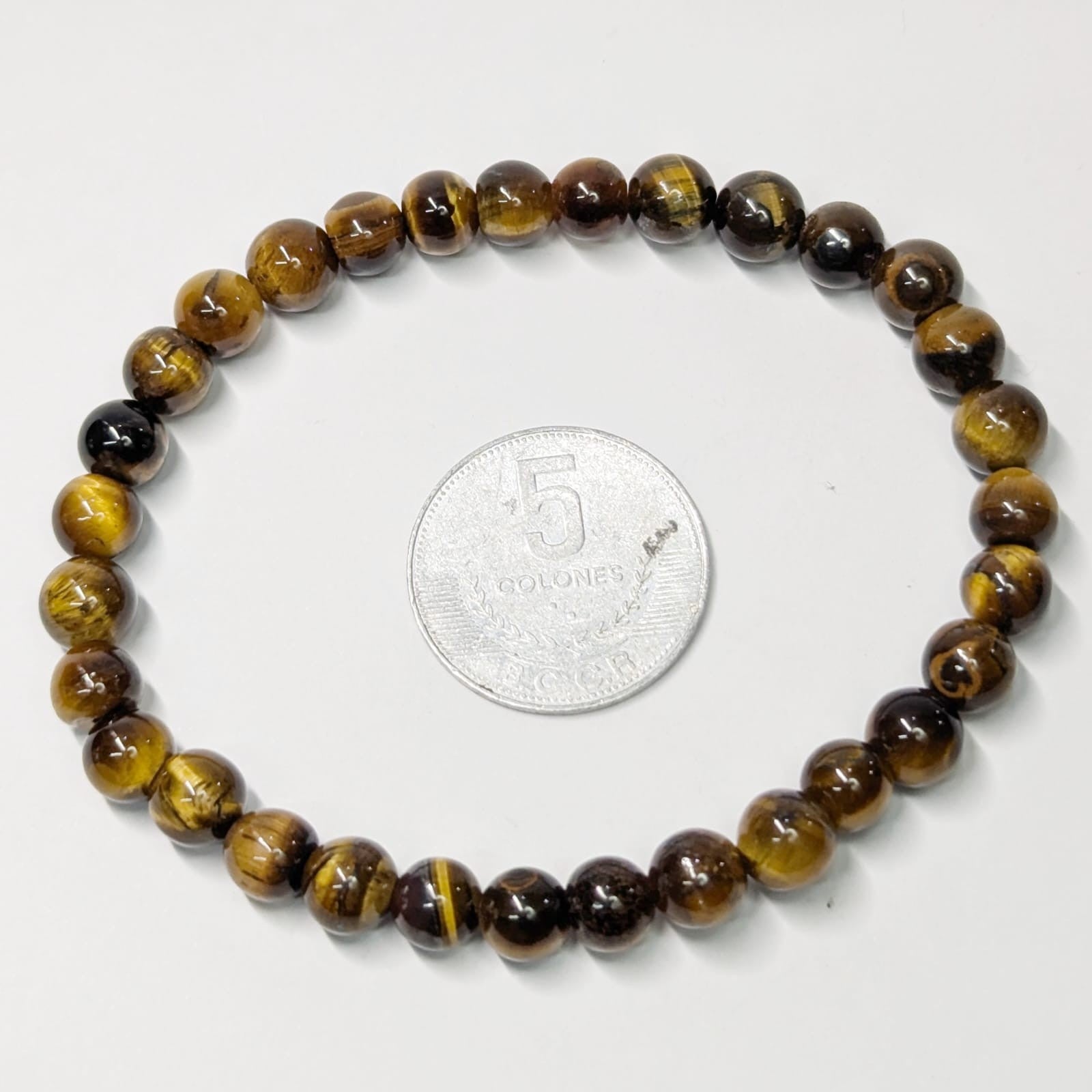 Pulsera Elástica de Ojo de Tigre Amarillo 7 mm