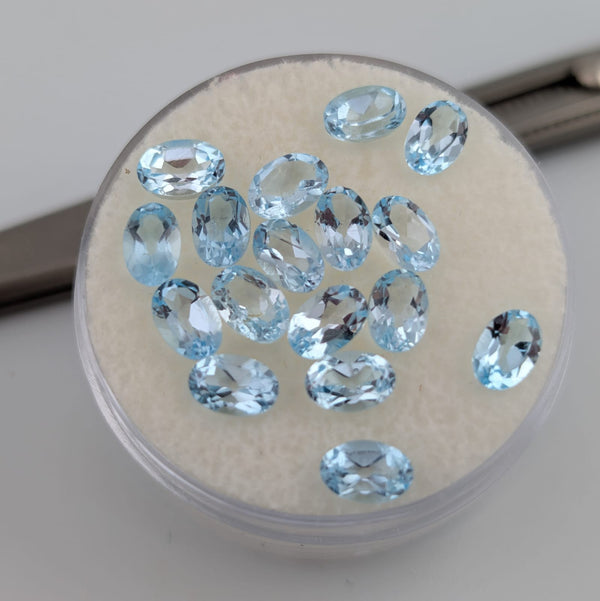 Topacio Sky Blue Facetado Ovalado 4 mm x 6 mm