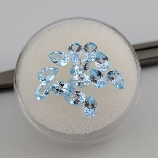 Topacio Sky Blue Facetado Gota 4 mm x 6 mm