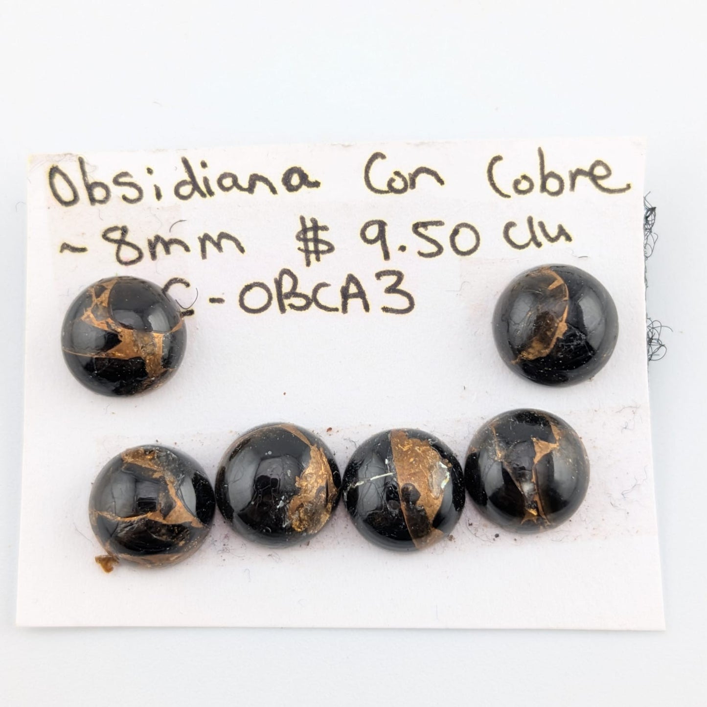 Obsidiana con cobre Cabuchon Redondo 8 mm