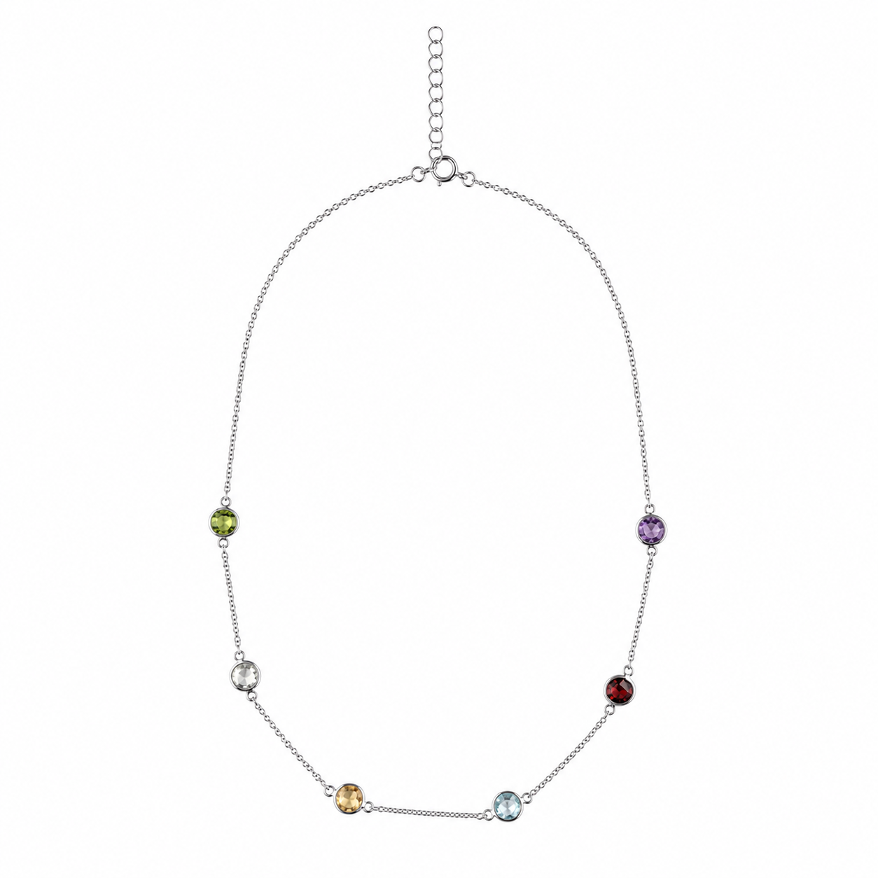 Collar de Plata 925 con baño de rodio y piedras naturales