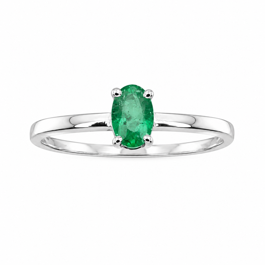Anillo con Esmeralda Ovalada 3x5mm