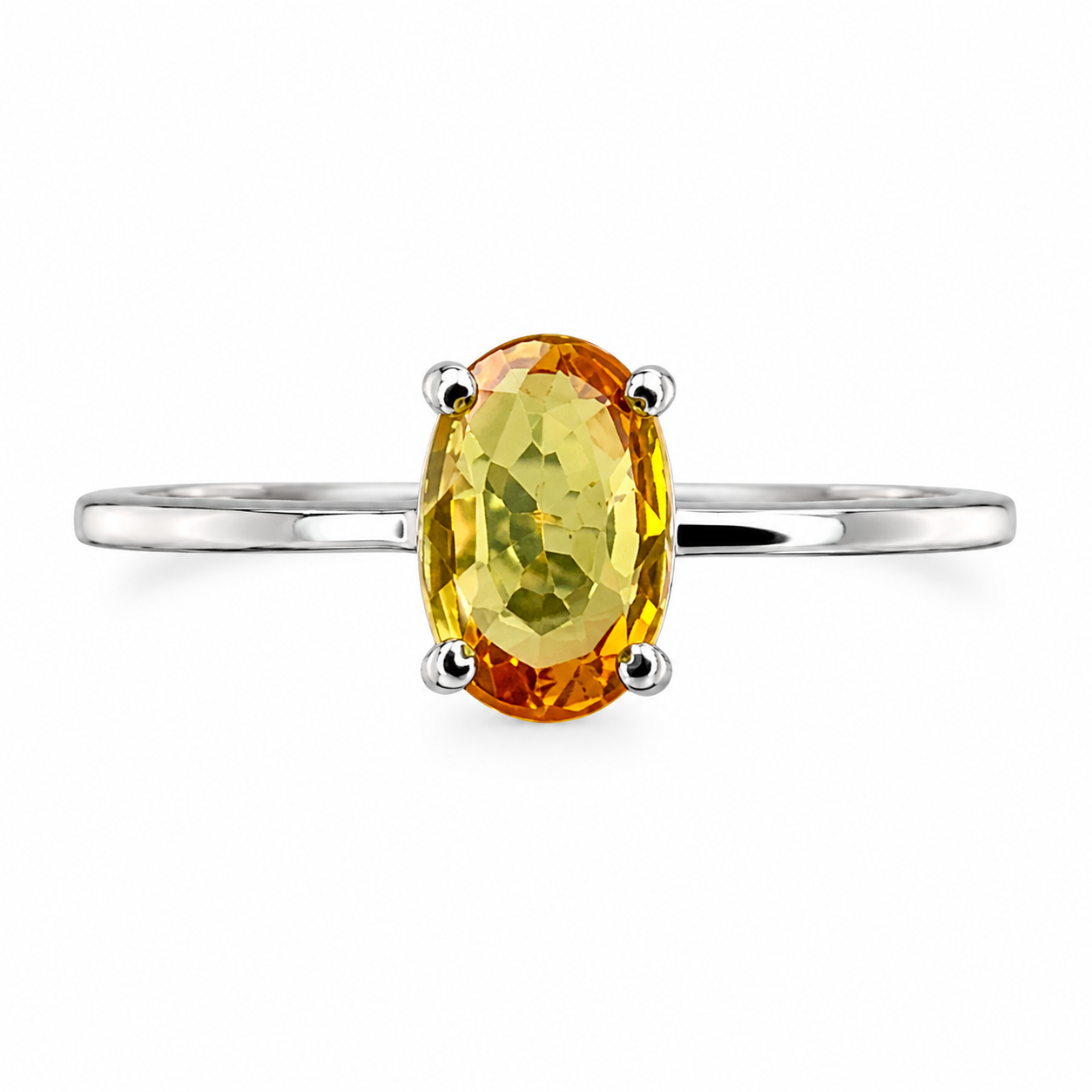 Anillo con Zafiro Amarillo Ovalado