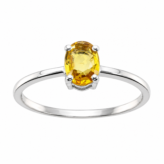 Anillo con Zafiro Amarillo Ovalado