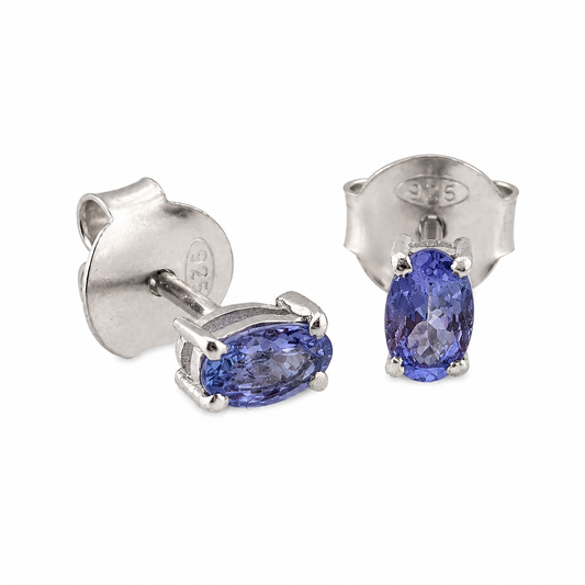 Aretes con tanzanita ovalado 5x3 mm
