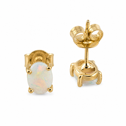 Aretes de plata 925 con baño de oro y ópalos