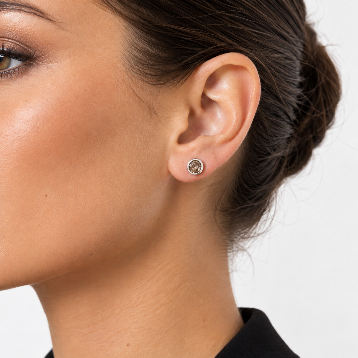 Aretes de plata 925 con Diamantes Champagne 3 mm
