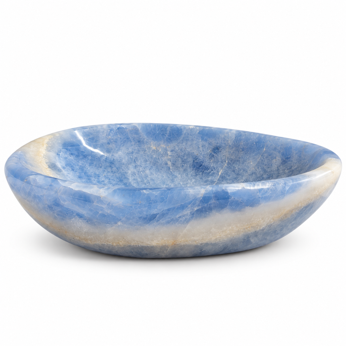 Bowl de Calcita Azul Aprox 14 x 7.3 x 3 cm
