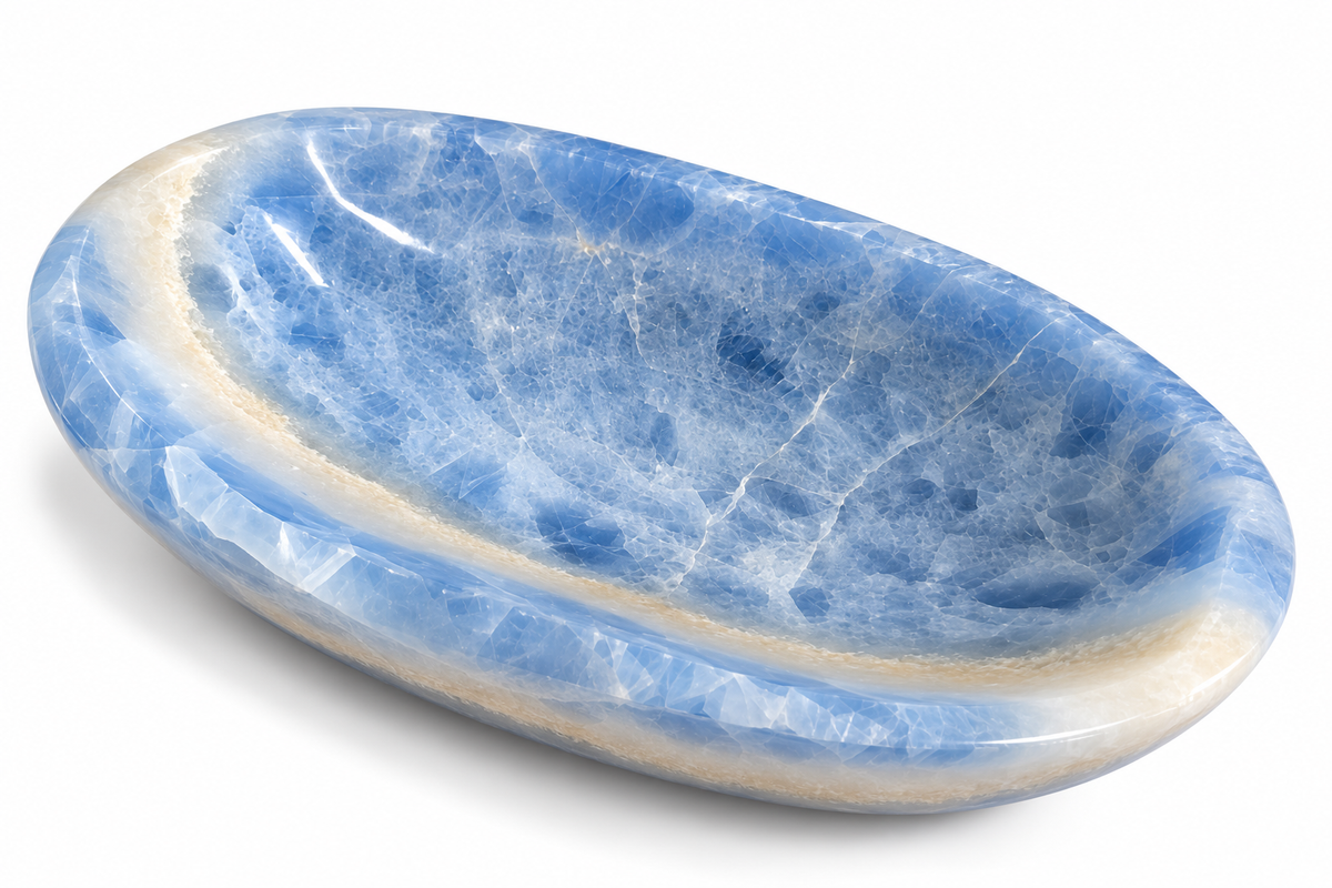 Bowl de Calcita Azul Aprox 14 x 7.3 x 3 cm