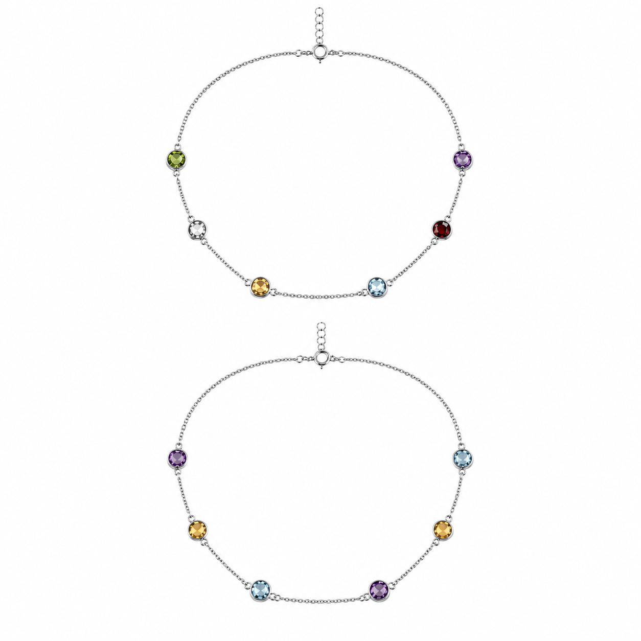 Collar de Plata 925 con baño de rodio y piedras naturales