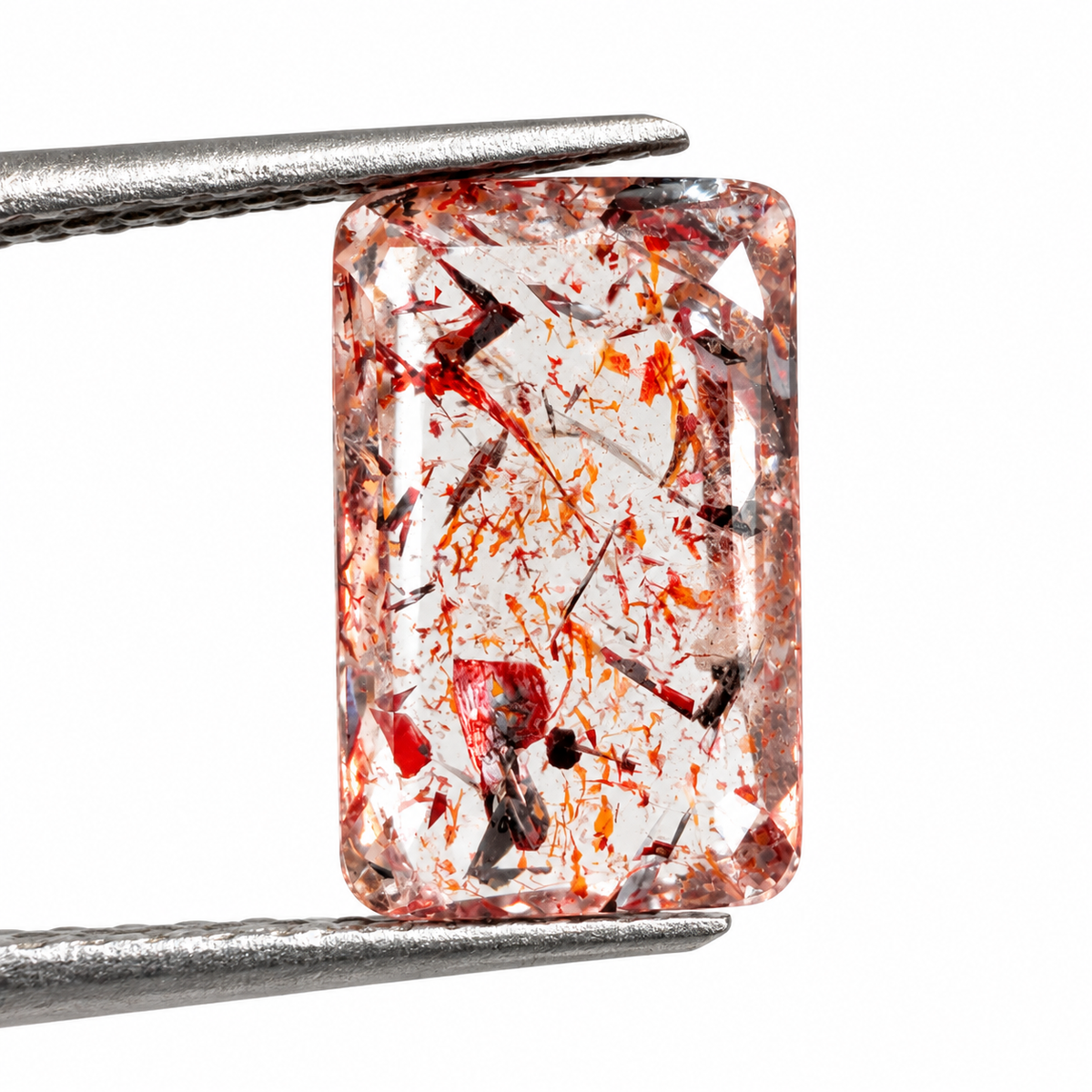 Cuarzo Hematoide Facetado Rectangular 12 x 7.5 mm