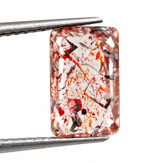 Cuarzo Hematoide Facetado Rectangular 12 x 7.5 mm