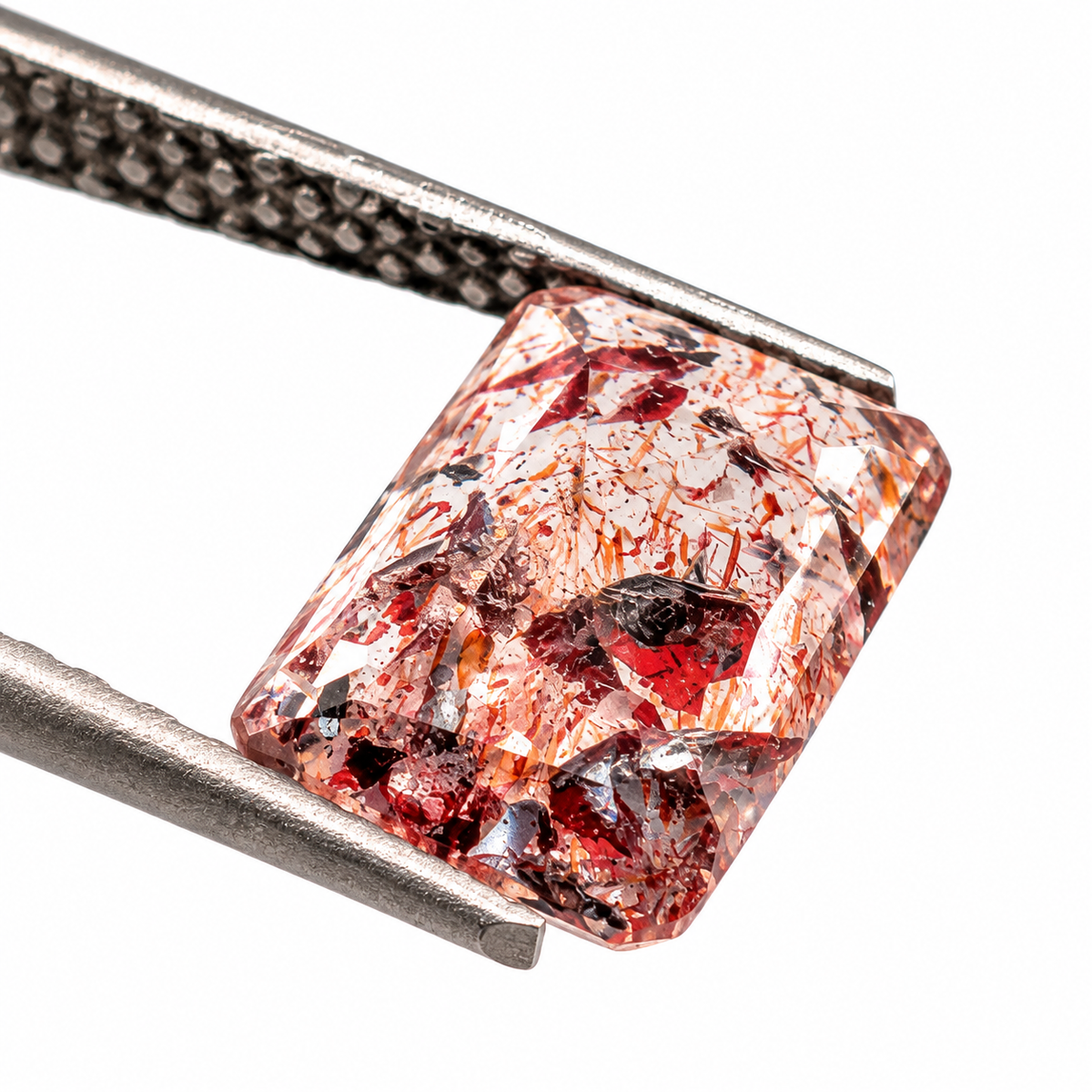Cuarzo Hematoide Facetado Rectangular 12 x 7.5 mm