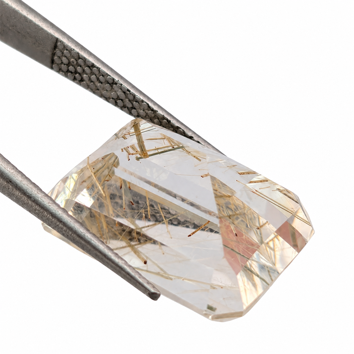 Cuarzo Rutilado Facetado Corte Esmeralda 17 x 13 mm