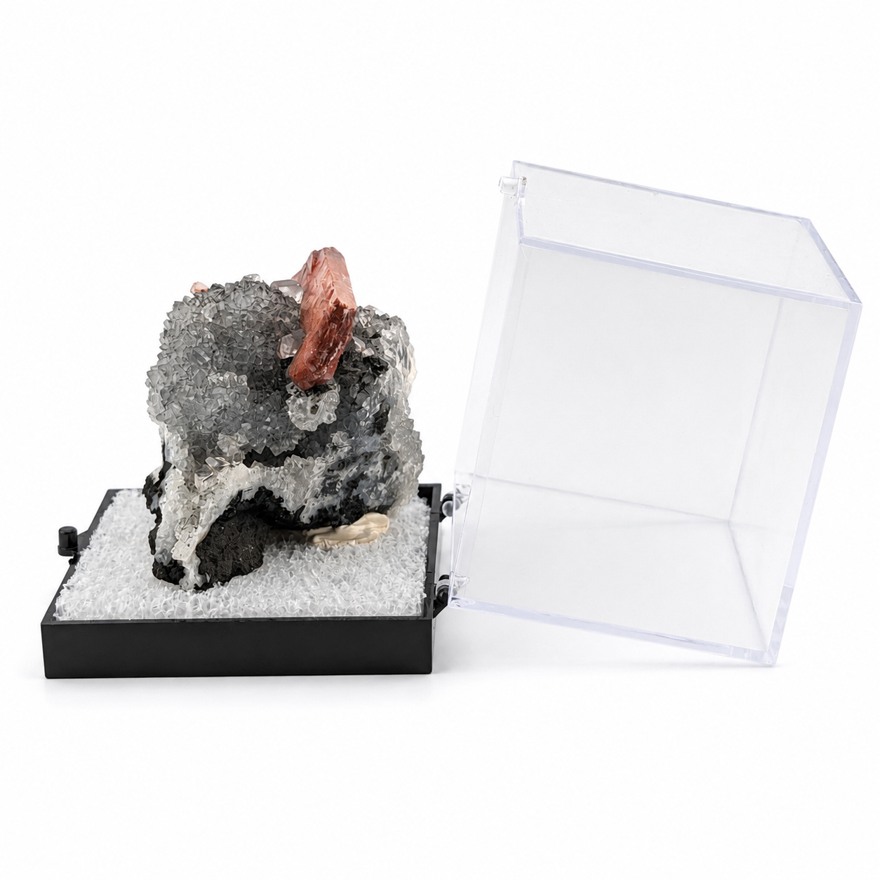 Estelbita y Calcedonia en Bruto en Caja de acrílico 6.5 cm