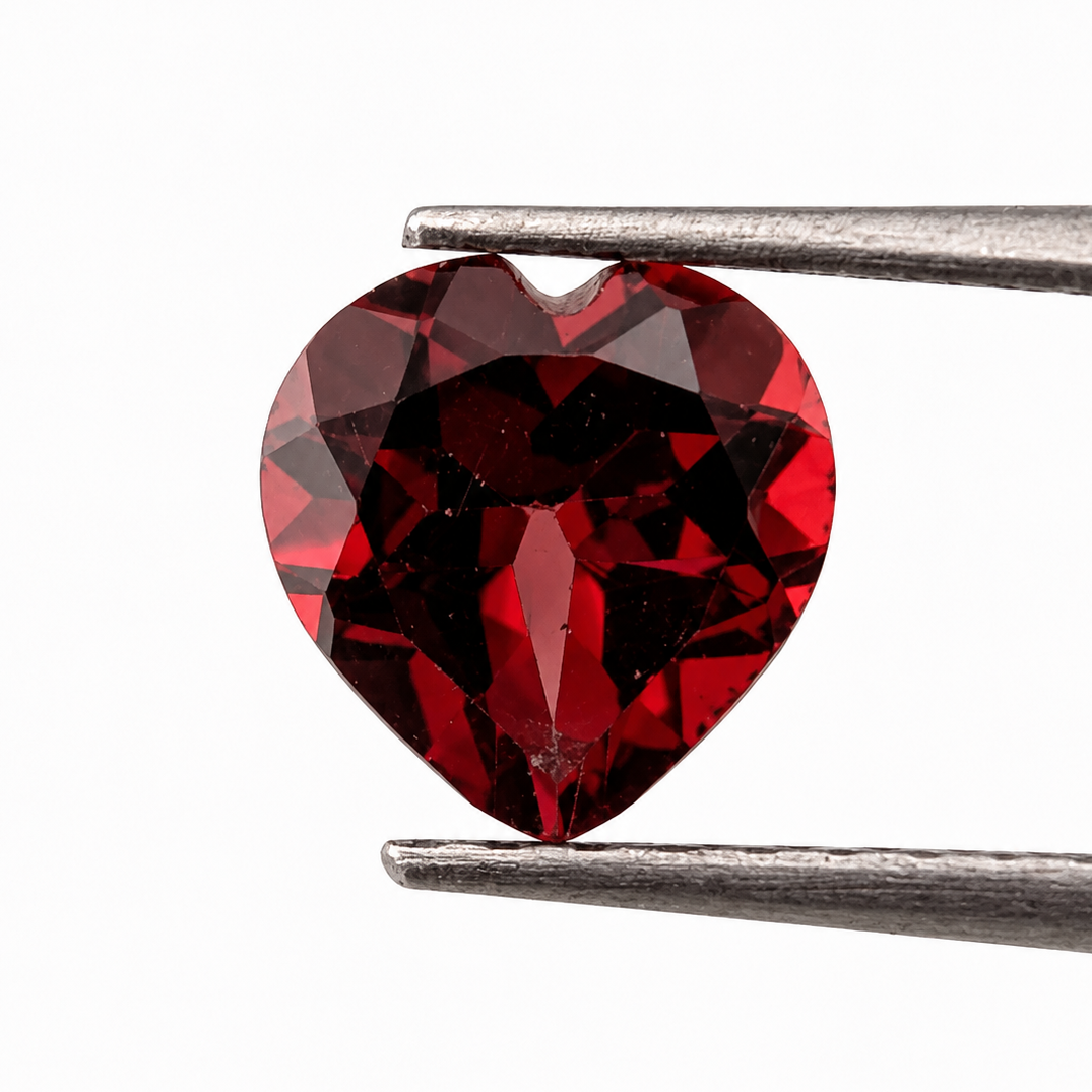 Granate Rojo Facetado Corazón 6 mm