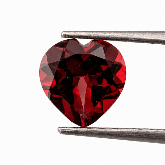 Granate Rojo Facetado Corazón 6 mm
