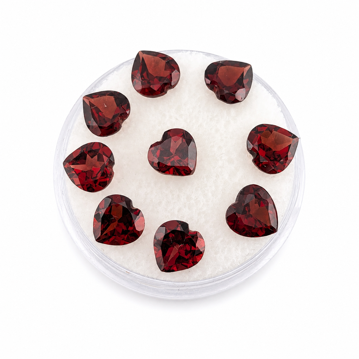 Granate Rojo Facetado Corazón 6 mm