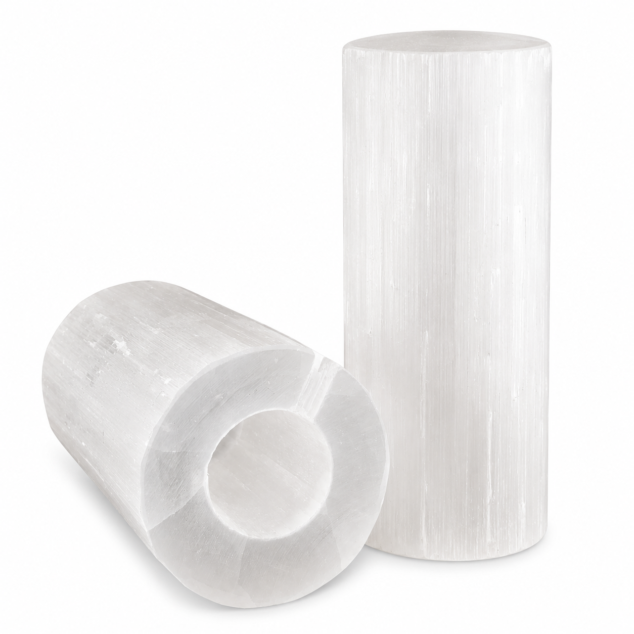 Lámpara cilindro de selenita blanca 20 x 8 cm