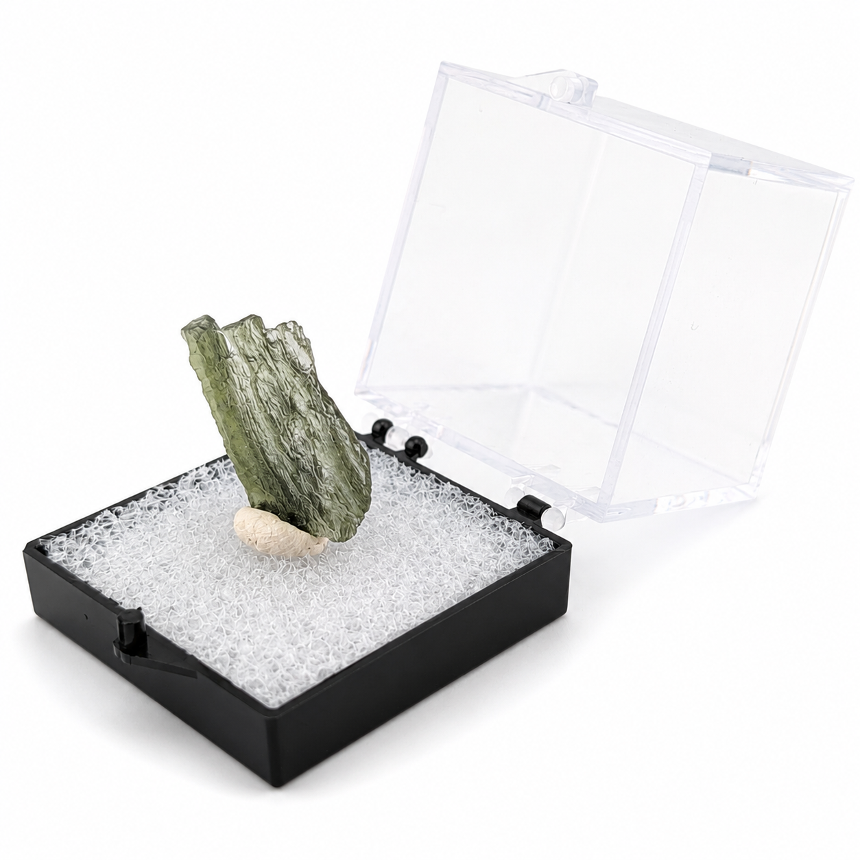 Moldavita en Bruto en Caja de acrílico 3.5 cm