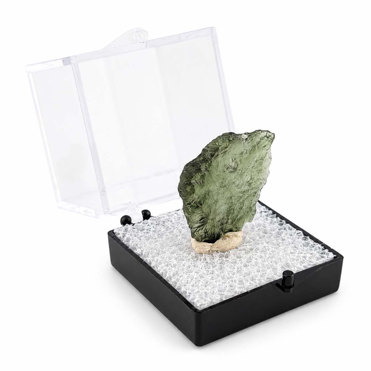 Moldavita en Bruto en Caja de acrílico 3.5 cm