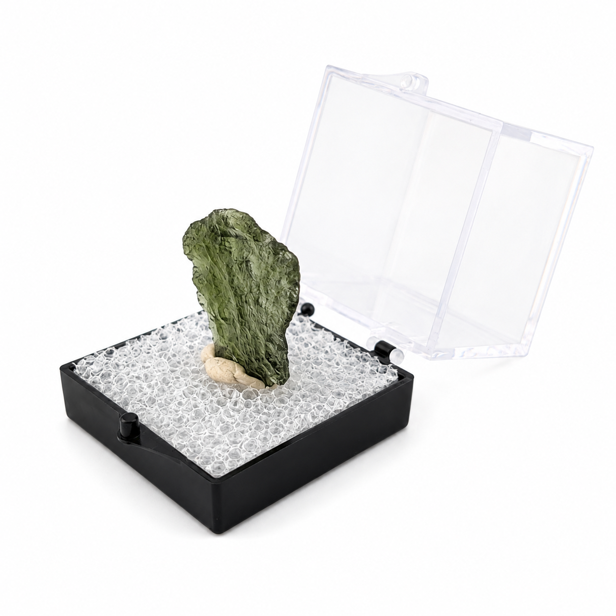 Moldavita en Bruto en Caja de acrílico 3.5 cm