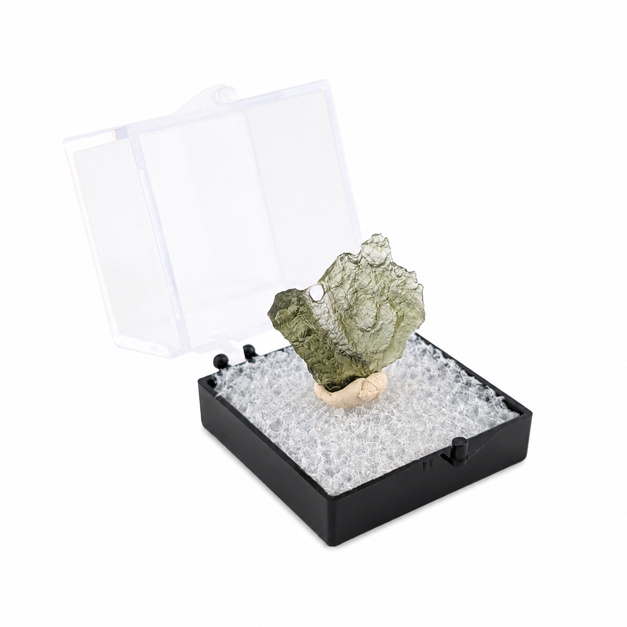 Moldavita en Bruto en Caja de acrílico 3.5 cm