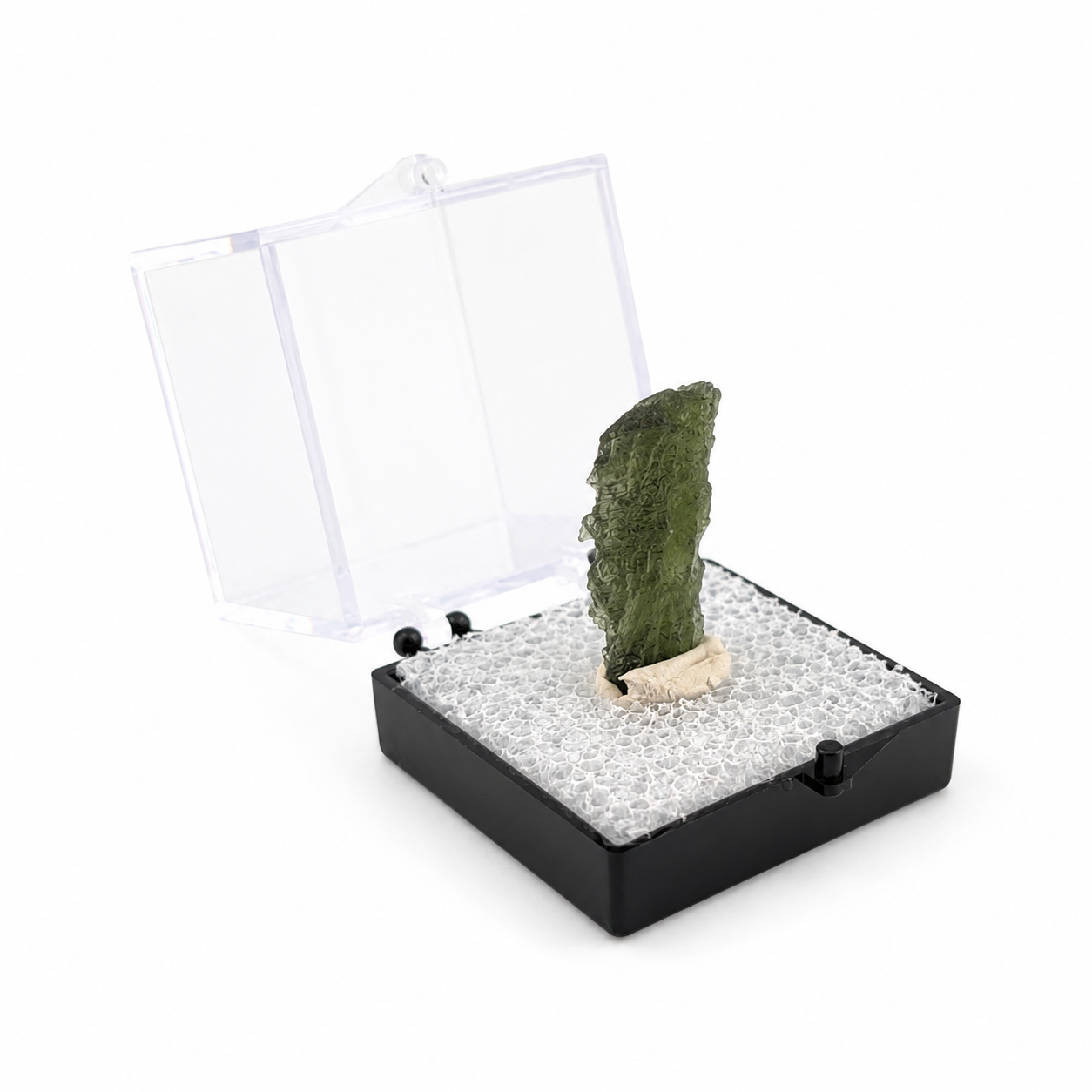 Moldavita en Bruto en Caja de acrílico 3.5 cm