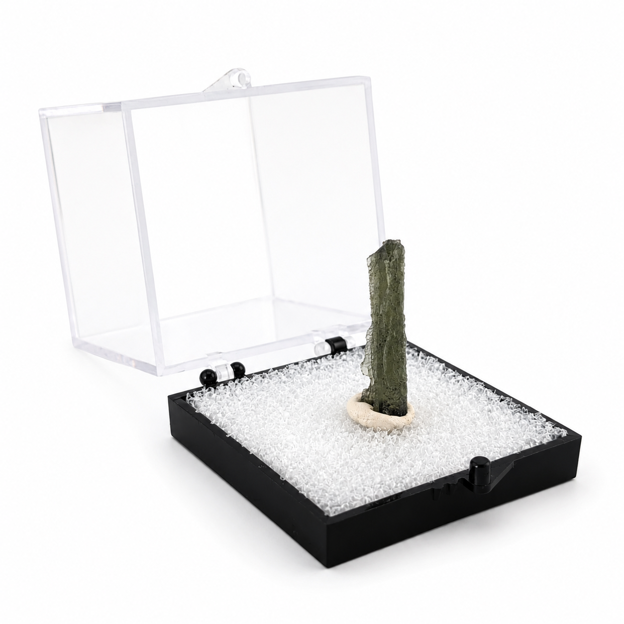 Moldavita en Bruto en Caja de acrílico 5 cm