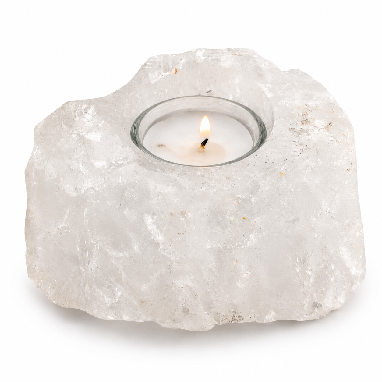 Porta Vela de Cuarzo blanco 9 cm