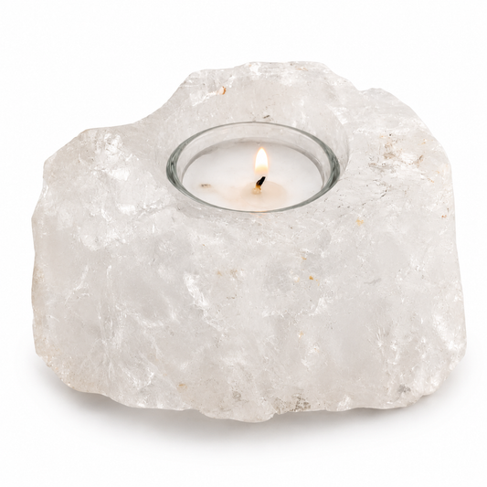 Porta Vela de Cuarzo blanco 9 cm