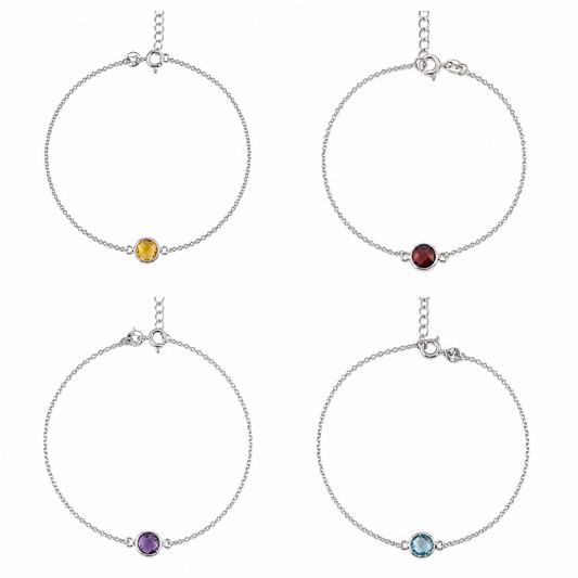 Pulsera de plata 925 con baño de rodio y piedras natulares