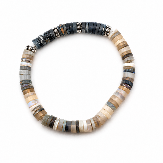 Pulsera elástica de ópalo negro australiano 65ct