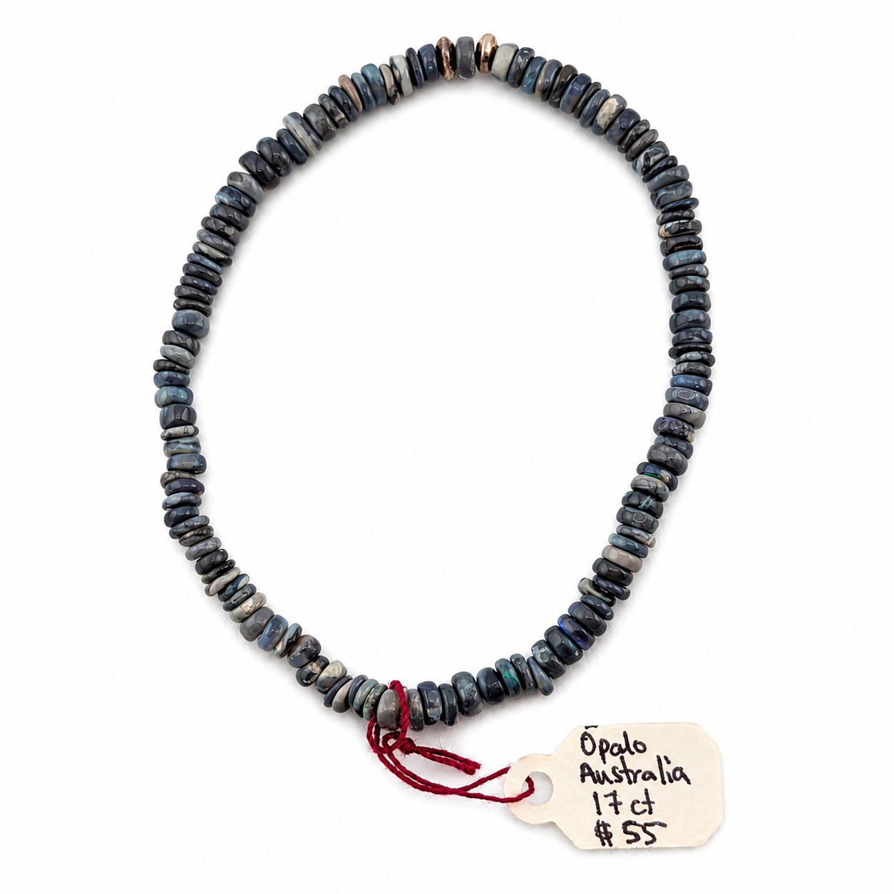 Pulsera elástica de ópalo negro australiano 17 ct