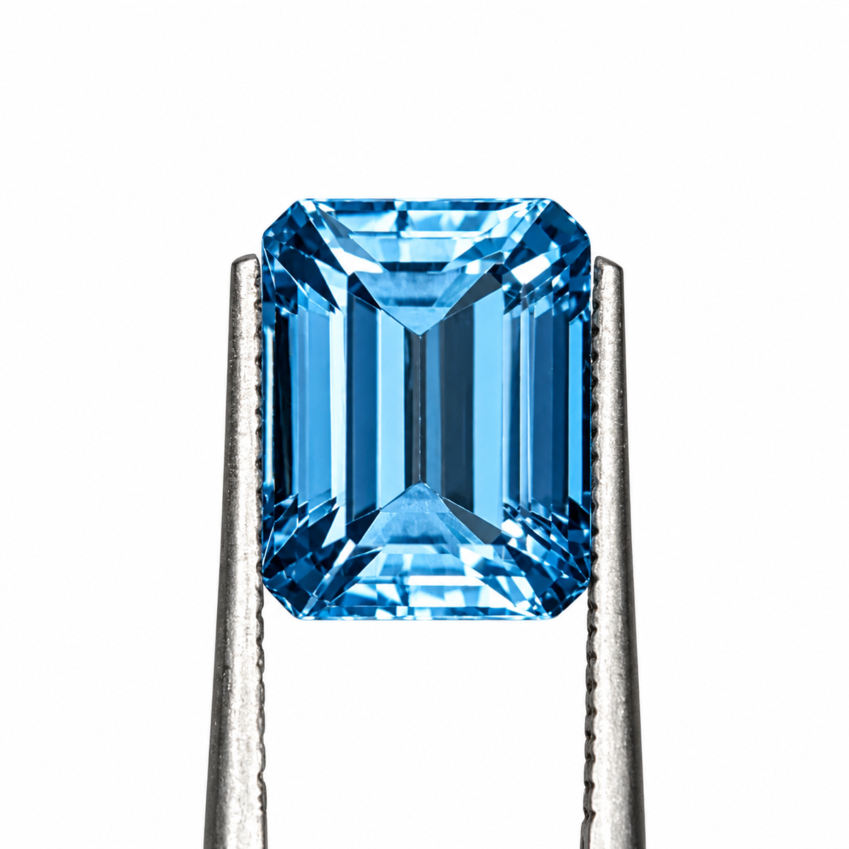 Topacio Azul London Facetado corte Esmeralda 10 x 8 mm