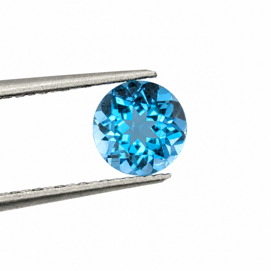 Topacio Azul Suizo Facetado Redondo 6 mm