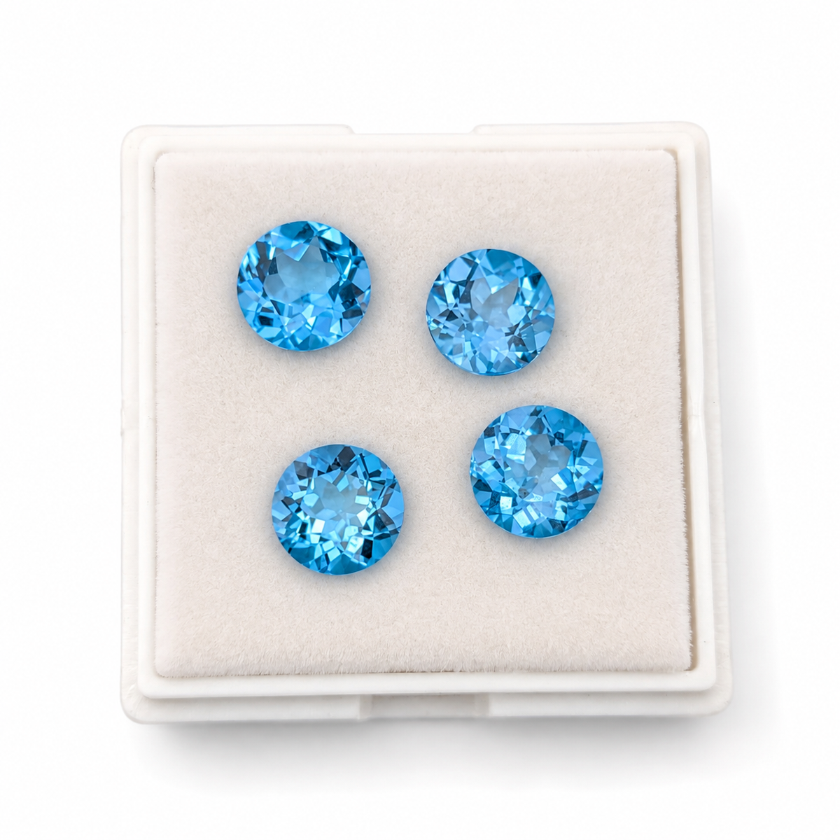 Topacio Azul Suizo Facetado Redondo 9 mm