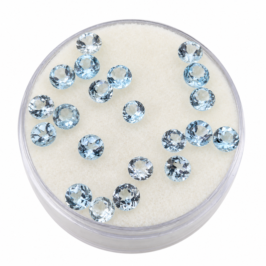 Topacio Sky Blue Facetado Redondo 4 mm