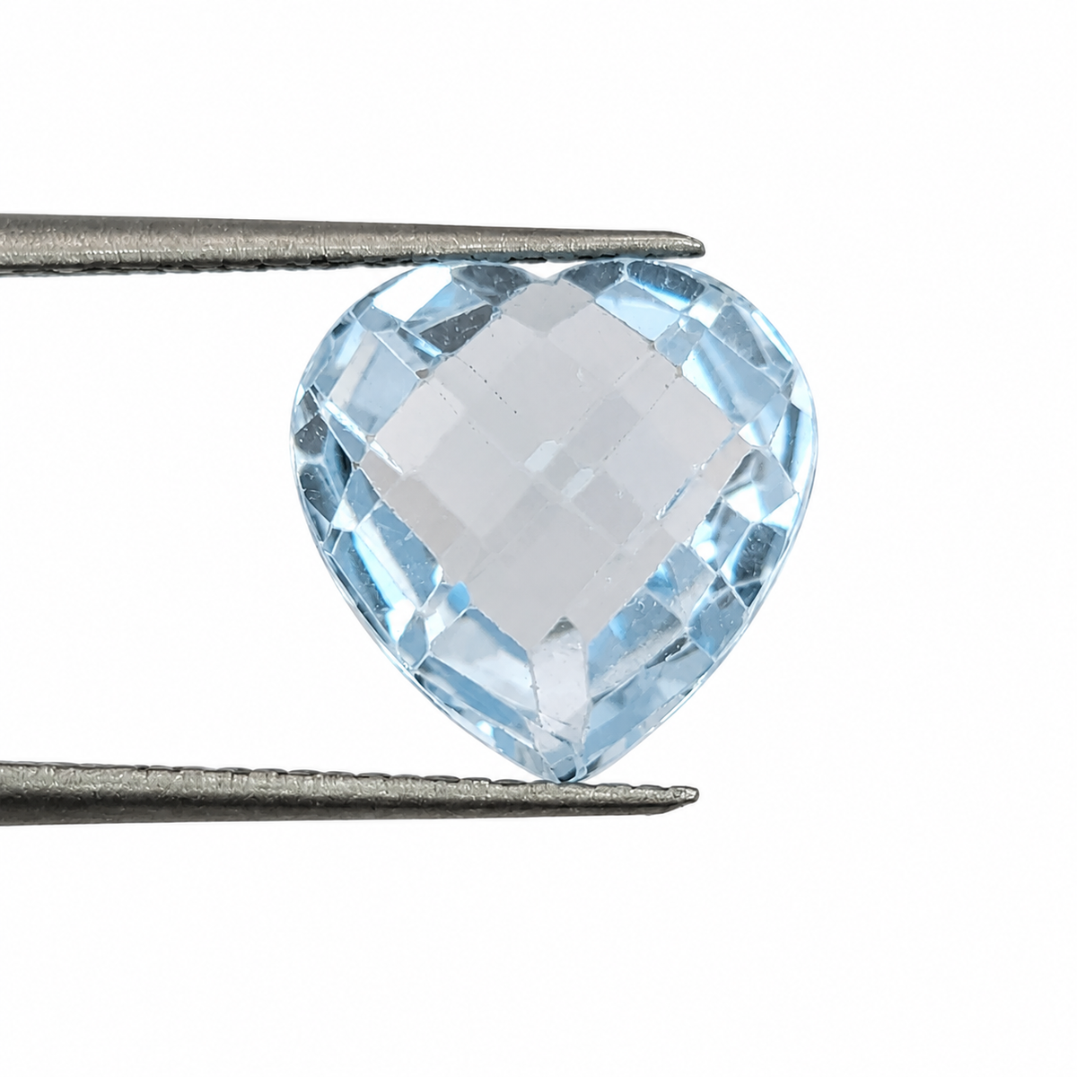Topacio Swiss Blue Facetado Corazón 10 mm