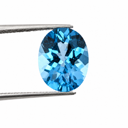 Topacio Swiss Blue Facetado Ovalado 9 x 7 mm