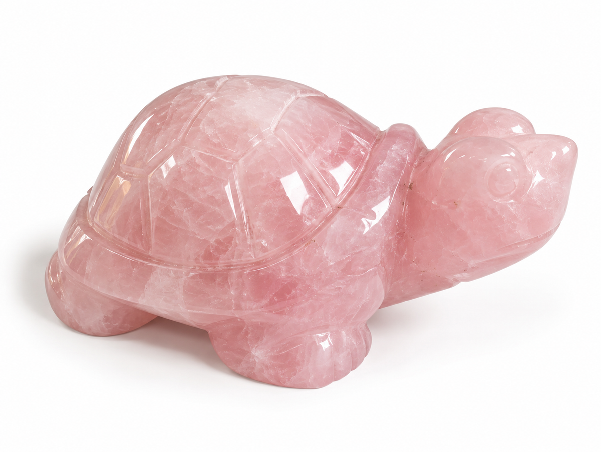 Tortuga Pulida de Cuarzo Rosa 5 cm