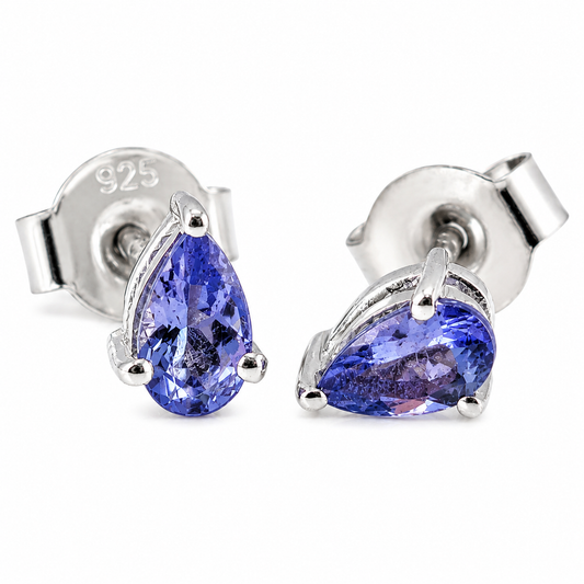 Aretes de tanzanita gota 5x4 mm